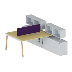 Workstation desk table with bookshelf cabinet – Workstation For 4 People – Workstation+Screen Dividers