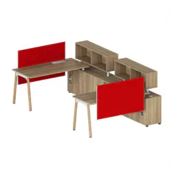 Workstation desk table with bookshelf cabinet – Workstation For 4 People – Workstation+Screen Dividers