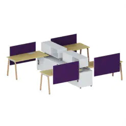 Workstation desk table with bookshelf cabinet – Workstation For 4 People – Workstation+Screen Dividers