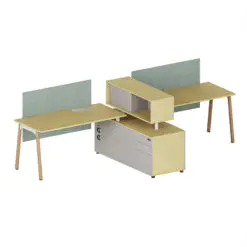 Workstation desk table with bookshelf cabinet – Workstation For 4 People – Workstation+Screen Dividers